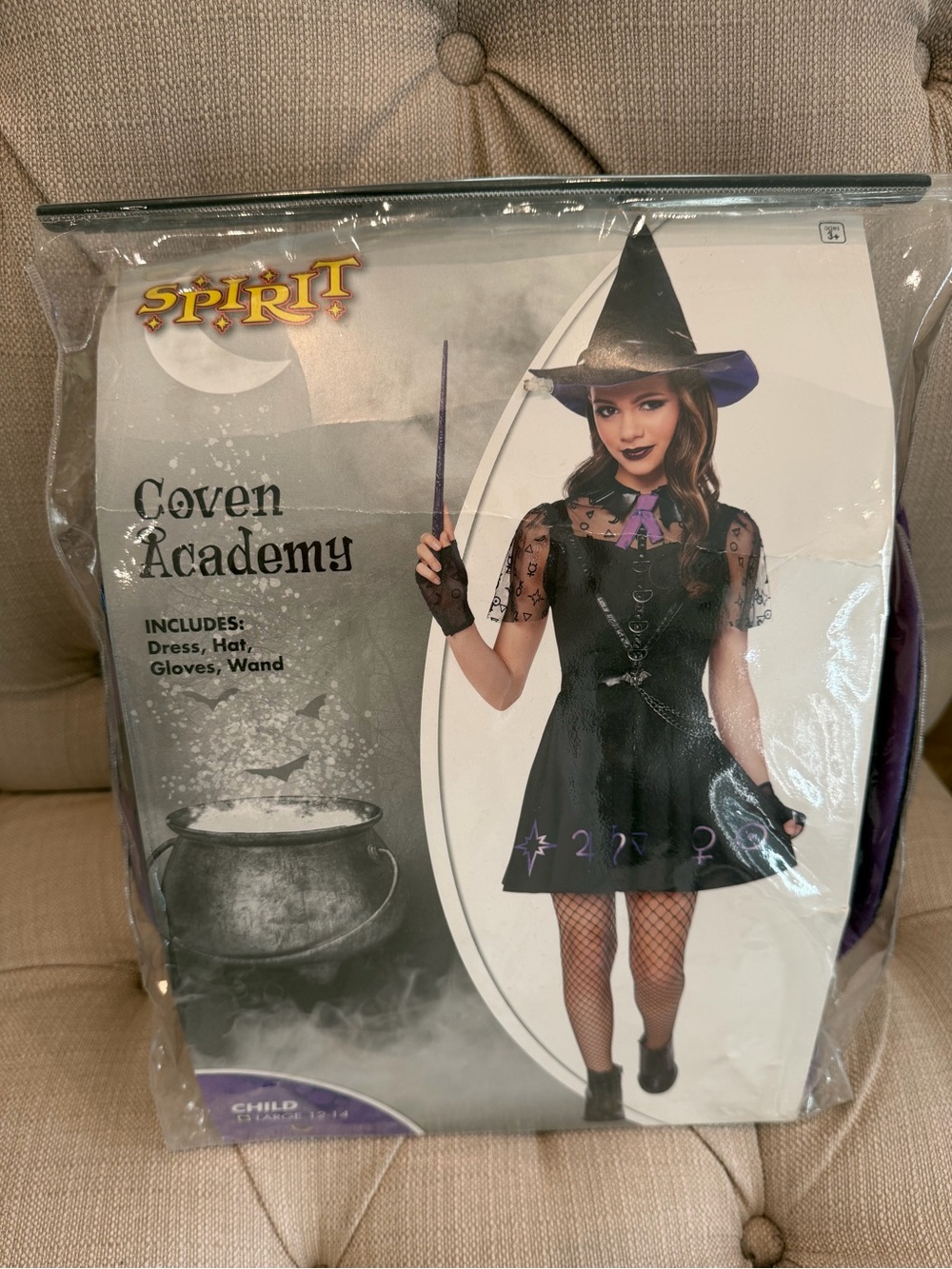 Spirit Coven Academy Black and Purple Witch Costume for Kids Large